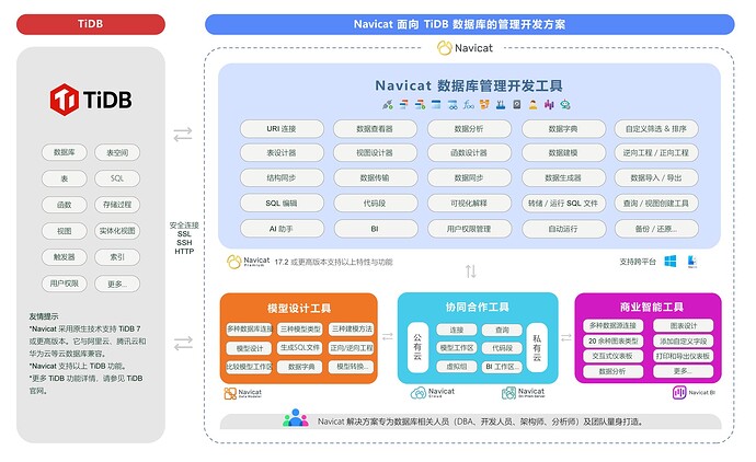 Navicat 两款工具支持 TiDB 数据库的管理开发