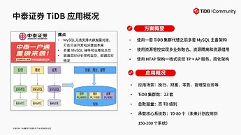 中泰证券 TiDB 应用概况